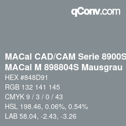Code couleur: MACal CAD/CAM Serie 8900S - MACal M 898804S Mausgrau | qconv.com