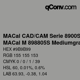 Code couleur: MACal CAD/CAM Serie 8900S - MACal M 898805S Mediumgrau | qconv.com