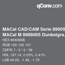 Farbcode: MACal CAD/CAM Serie 8900S - MACal M 898806S Dunkelgrau | qconv.com