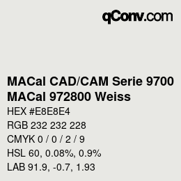 Código de color: MACal CAD/CAM Serie 9700 - MACal 972800 Weiss | qconv.com