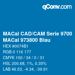 Farbcode: MACal CAD/CAM Serie 9700 - MACal 973800 Blau | qconv.com