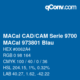 Código de color: MACal CAD/CAM Serie 9700 - MACal 973801 Blau | qconv.com