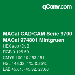 Código de color: MACal CAD/CAM Serie 9700 - MACal 974801 Mintgruen | qconv.com