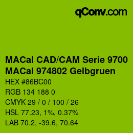 Código de color: MACal CAD/CAM Serie 9700 - MACal 974802 Gelbgruen | qconv.com