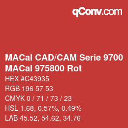 Farbcode: MACal CAD/CAM Serie 9700 - MACal 975800 Rot | qconv.com