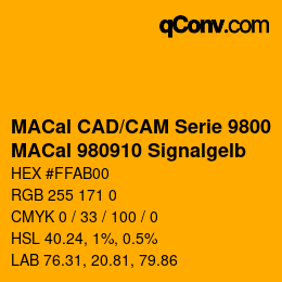 Código de color: MACal CAD/CAM Serie 9800 - MACal 980910 Signalgelb | qconv.com