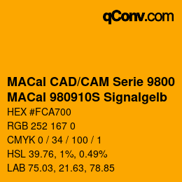 カラーコード: MACal CAD/CAM Serie 9800 - MACal 980910S Signalgelb | qconv.com