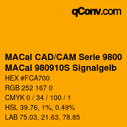 カラーコード: MACal CAD/CAM Serie 9800 - MACal 980910S Signalgelb | qconv.com