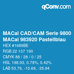 カラーコード: MACal CAD/CAM Serie 9800 - MACal 983920 Pastellblau | qconv.com