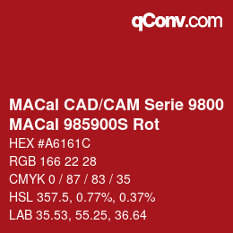 カラーコード: MACal CAD/CAM Serie 9800 - MACal 985900S Rot | qconv.com