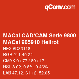 カラーコード: MACal CAD/CAM Serie 9800 - MACal 985910 Hellrot | qconv.com