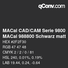 カラーコード: MACal CAD/CAM Serie 9800 - MACal 988800 Schwarz matt | qconv.com