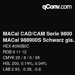 カラーコード: MACal CAD/CAM Serie 9800 - MACal 988900S Schwarz glaenz | qconv.com