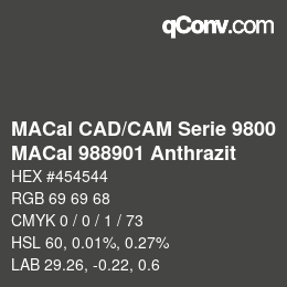 Código de color: MACal CAD/CAM Serie 9800 - MACal 988901 Anthrazit | qconv.com