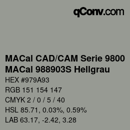 Code couleur: MACal CAD/CAM Serie 9800 - MACal 988903S Hellgrau | qconv.com