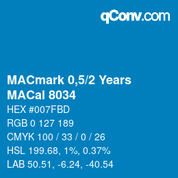 カラーコード: MACmark 0,5/2 Years - MACal 8034 | qconv.com