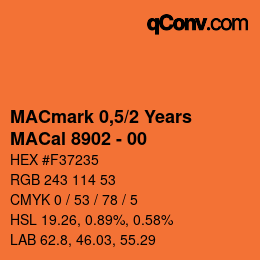 カラーコード: MACmark 0,5/2 Years - MACal 8902 - 00 | qconv.com