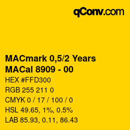 カラーコード: MACmark 0,5/2 Years - MACal 8909 - 00 | qconv.com