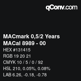 カラーコード: MACmark 0,5/2 Years - MACal 8989 - 00 | qconv.com