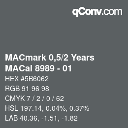 カラーコード: MACmark 0,5/2 Years - MACal 8989 - 01 | qconv.com