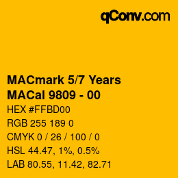 Código de color: MACmark 5/7 Years - MACal 9809 - 00 | qconv.com