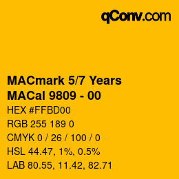 Código de color: MACmark 5/7 Years - MACal 9809 - 00 | qconv.com