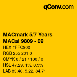 カラーコード: MACmark 5/7 Years - MACal 9809 - 09 | qconv.com