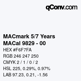 カラーコード: MACmark 5/7 Years - MACal 9829 - 00 | qconv.com