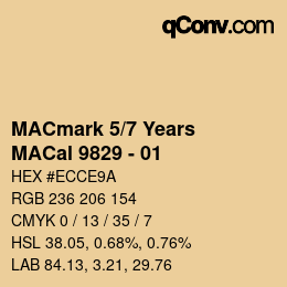 Código de color: MACmark 5/7 Years - MACal 9829 - 01 | qconv.com