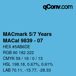 Código de color: MACmark 5/7 Years - MACal 9839 - 07 | qconv.com