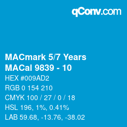 カラーコード: MACmark 5/7 Years - MACal 9839 - 10 | qconv.com