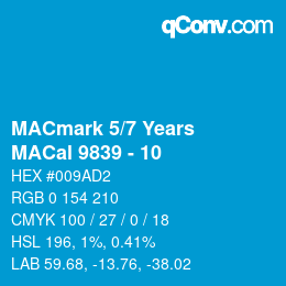 カラーコード: MACmark 5/7 Years - MACal 9839 - 10 | qconv.com