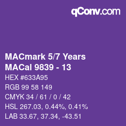 カラーコード: MACmark 5/7 Years - MACal 9839 - 13 | qconv.com