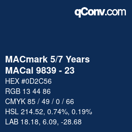 Farbcode: MACmark 5/7 Years - MACal 9839 - 23 | qconv.com