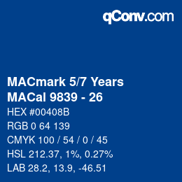 カラーコード: MACmark 5/7 Years - MACal 9839 - 26 | qconv.com