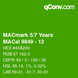 Código de color: MACmark 5/7 Years - MACal 9849 - 12 | qconv.com