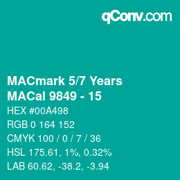 カラーコード: MACmark 5/7 Years - MACal 9849 - 15 | qconv.com