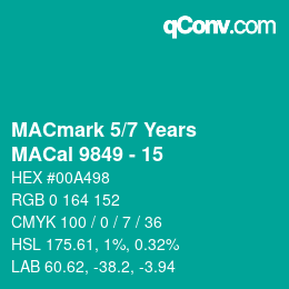 カラーコード: MACmark 5/7 Years - MACal 9849 - 15 | qconv.com