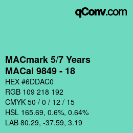 カラーコード: MACmark 5/7 Years - MACal 9849 - 18 | qconv.com