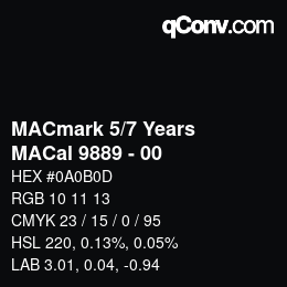 カラーコード: MACmark 5/7 Years - MACal 9889 - 00 | qconv.com