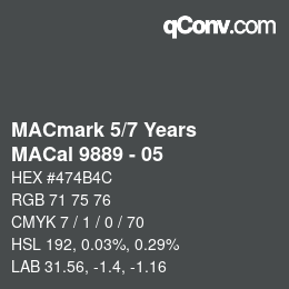 カラーコード: MACmark 5/7 Years - MACal 9889 - 05 | qconv.com