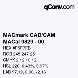 Code couleur: MACmark CAD/CAM - MACal 9829 - 00 | qconv.com