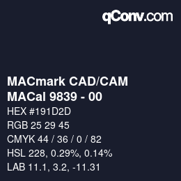 Código de color: MACmark CAD/CAM - MACal 9839 - 00 | qconv.com