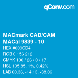 カラーコード: MACmark CAD/CAM - MACal 9839 - 10 | qconv.com