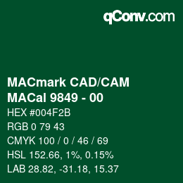 Código de color: MACmark CAD/CAM - MACal 9849 - 00 | qconv.com