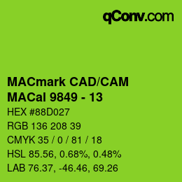 Código de color: MACmark CAD/CAM - MACal 9849 - 13 | qconv.com