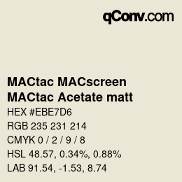 颜色代码: MACtac MACscreen - MACtac Acetate matt | qconv.com
