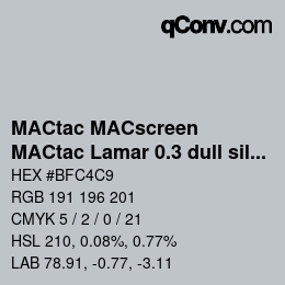 Código de color: MACtac MACscreen - MACtac Lamar 0.3 dull silver | qconv.com