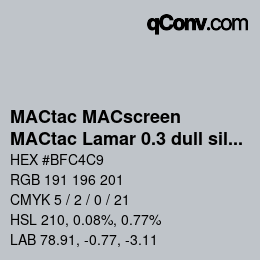 Code couleur: MACtac MACscreen - MACtac Lamar 0.3 dull silver | qconv.com