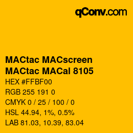 Code couleur: MACtac MACscreen - MACtac MACal 8105 | qconv.com